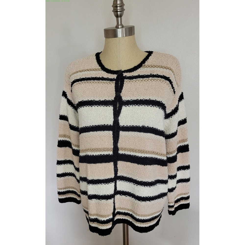 VTG Talbots 1X Hand Knit Cardigan Sweater Silk Blend Career Academia Preppy